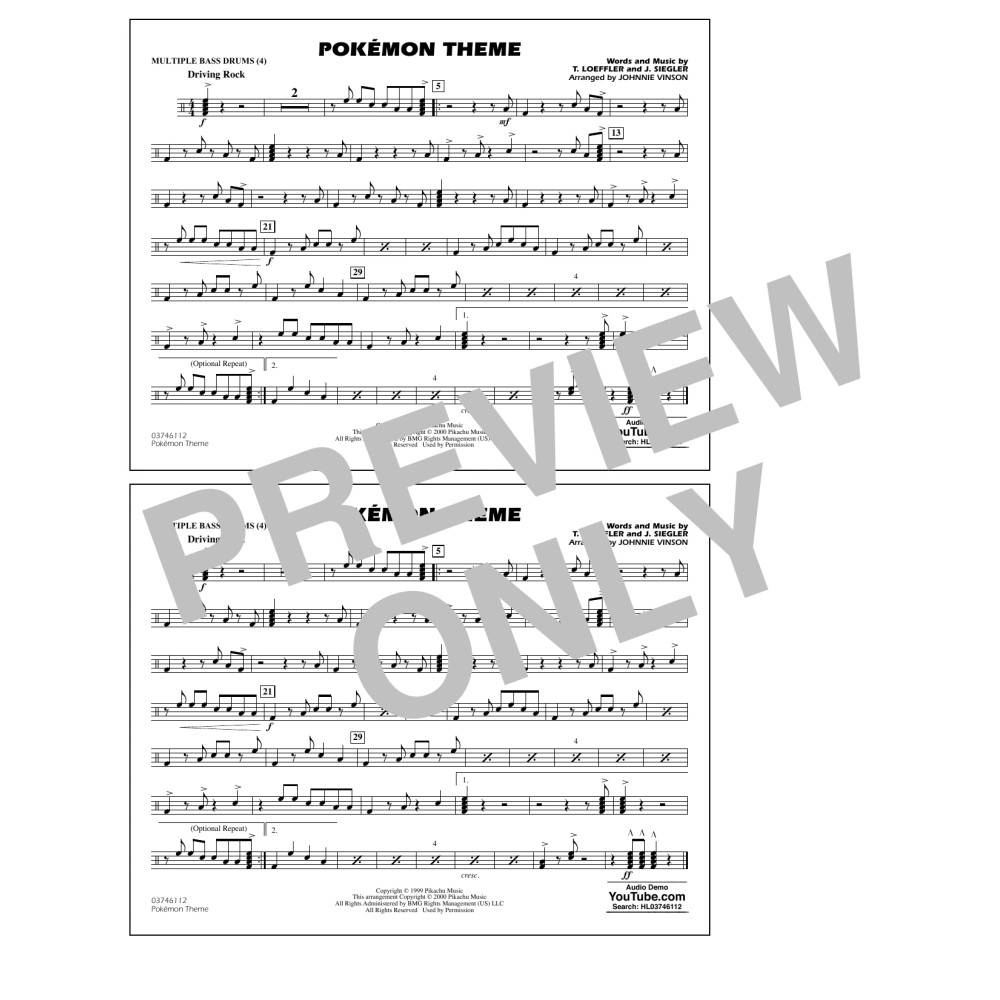 Pokémon Theme - Multiple Bass Drums